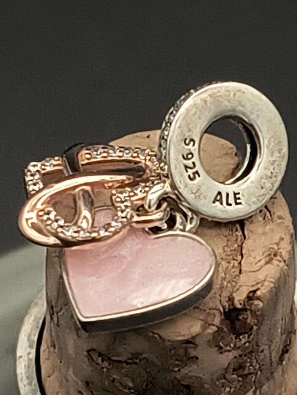 Authentic Pandora Sparkling Infinity Heart Dangle Charm S925 ALE MET